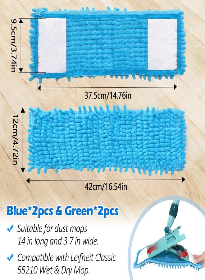 SureOBliss 4PCS 16'' Microfiber Dust Mop Pads Compatible with Leifheit 55210,Reusable Mop Refills,Replacent Wet Mopping Pad & Washable Dry Sweeping Cloths for Hardwood Floor/Tile/Marble Cleaning - Image 4